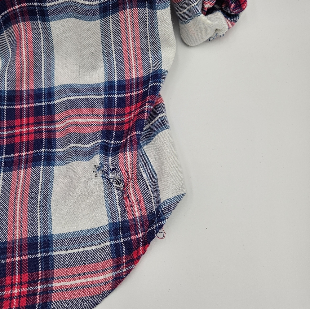 Tinsel Women’s Large Pink Blue Plaid Long Sleeve Button Down Shirt 100% Rayon - Picture 8 of 16